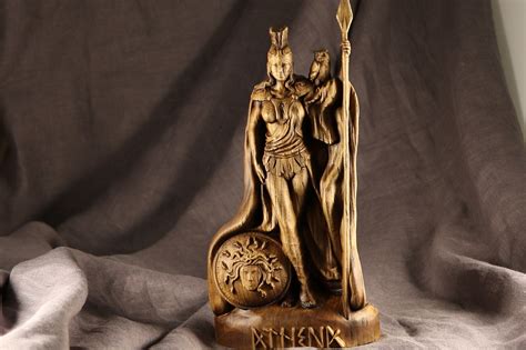 Athena, Greek statue, Warrior goddess, Wooden statue – Art Carving Shop