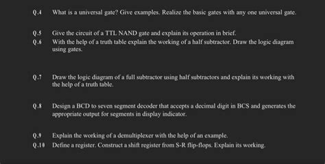 Solved Q.4 What is a universal gate? Give examples. Realize | Chegg.com