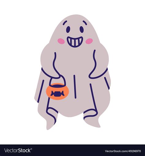 Cute ghost character as flying poltergeist Vector Image