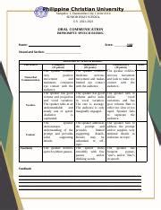 Impromptu Speech Rubric.docx - Philippine Christian University Sampaloc ...