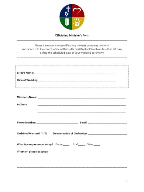 Fillable Online Officiating Minister S Form Pages Fax Email Print