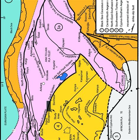 Simplifi Ed Map Showing The Neotectonic Subdivision Of Turkey And Its