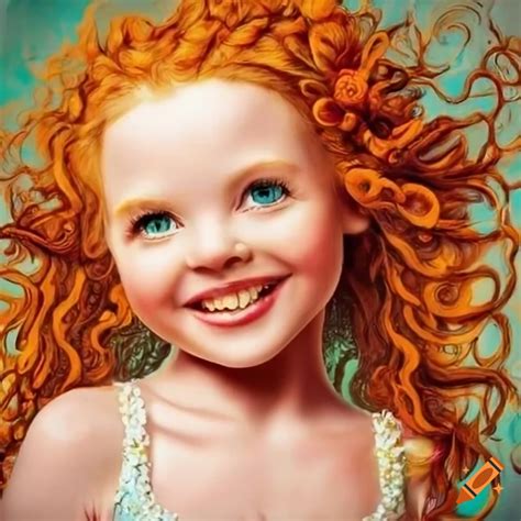 Colorful Illustration Of Smiling Ginger Haired Girls On Craiyon