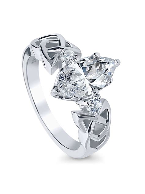 Berricle Berricle Rhodium Plated Sterling Silver Marquise Cut Cubic