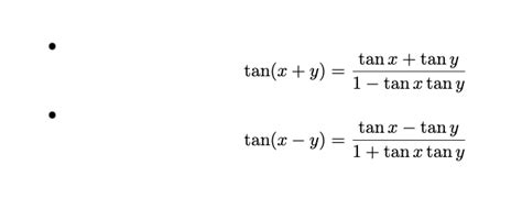 Align Equations In Math Mode With Bullet Points In Itemize Tex