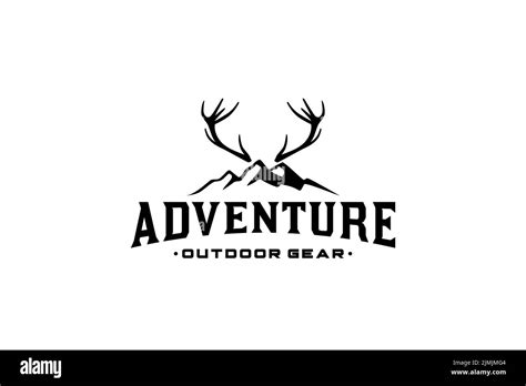 Mountain And Deer Antler Logo For Adventure Outdoor Gear Brand Design