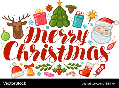 Merry Christmas Greeting Card Or Banner Xmas Vector Image