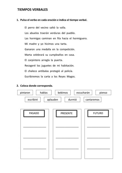 Actividad De Tiempos Verbales En Pdf Online