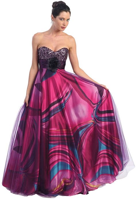 pink and purple dress | Multi color prom dress, Printed prom dresses, Dresses