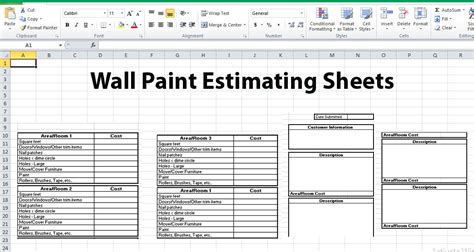 Wall Paint Estimating Sheets