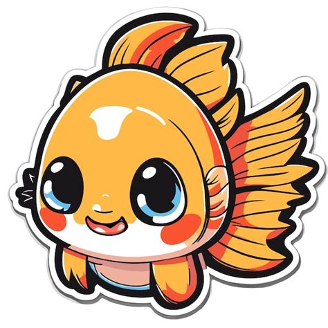 Etiqueta Engomada Del Personaje De Dibujos Animados De Pescado Vector