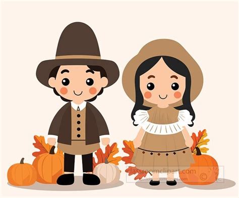 Cute Boy Pilgrim Clipart