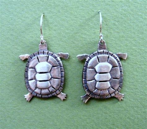 Silver Drop Turtle Dangle Earrings T Etsy Whimsical Jewelry