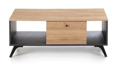 Table Basse 1 Tiroir Effet Bois Noir Et Bois Naturel 100 Cm Zack