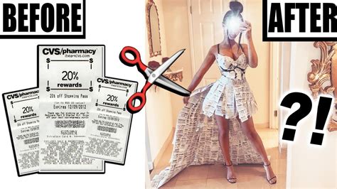 Making A Dress Out Of Cvs Receipts Youtube