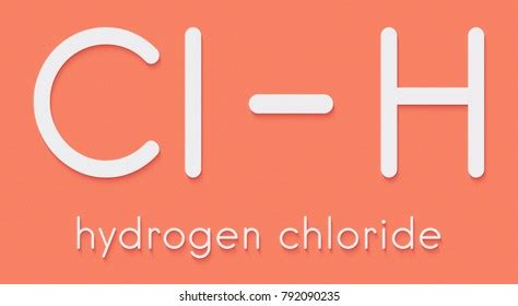 Hydrogen Chloride Hcl Molecule Chemical Structure Stock Illustration