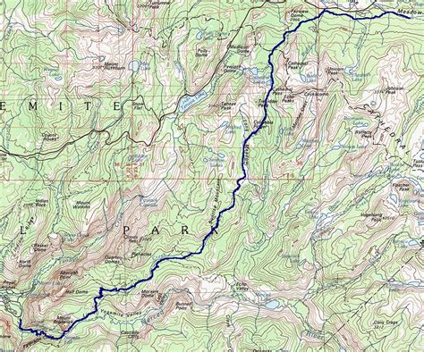 John Muir Trail 2000 And Beyond Map Closeup Happy Isles To