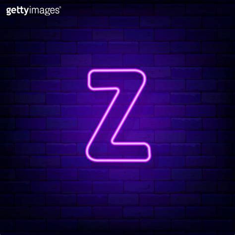 Neon Letter Z Logotype On Brick Wall Generation Z Symbol Shiny