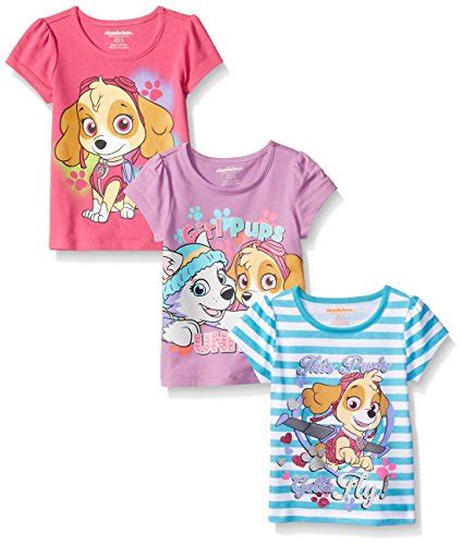 Paw Patrol Nickelodeon Skye And Everest Girls 3 Pack T Shirts For