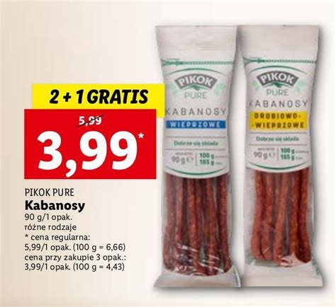 Promocja Kabanosy Drobiowo Wieprzowe Pikok Pure W Lidl