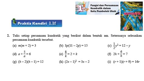 Kssm Matematik Tingkatan Bab Fungsi Dan Persamaan Kuadratik Dalam