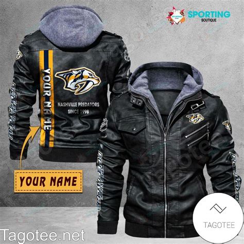 Nashville Predators Custom Name Logo Leather Jacket Tagotee