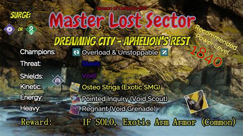 Destiny 2 Master Lost Sector: Dreaming City - Aphelion's Rest on my ...