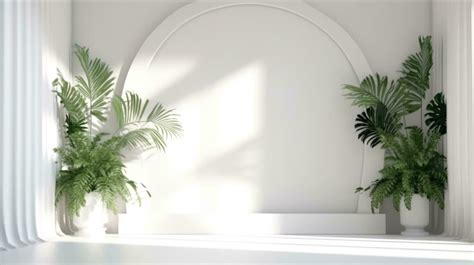 White empty studio with plants background. Illustration 24398863 Stock Photo at Vecteezy