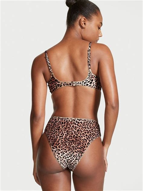 Kadife Derin Dekolteli Bikini Üstü Yeni Leopar VS26374219 Victoria