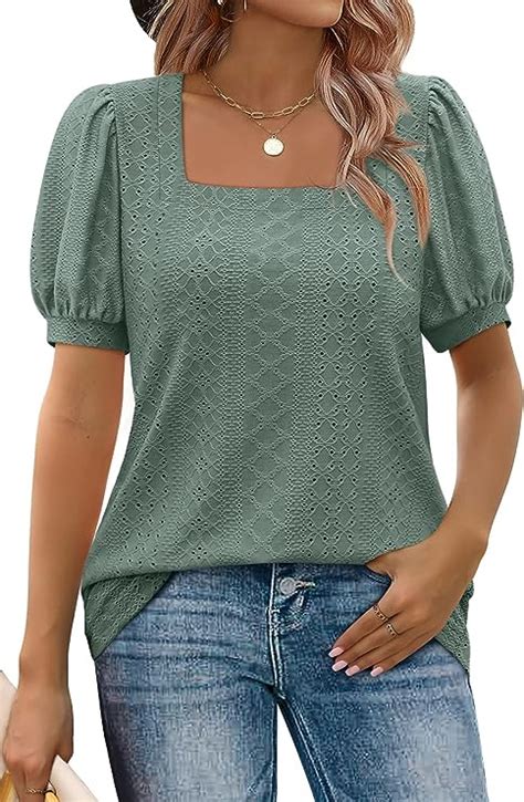 Wiholl Tunic Tops For Women Loose Fit Long Sleeve Shirts Square Neck Tops At Amazon Womens