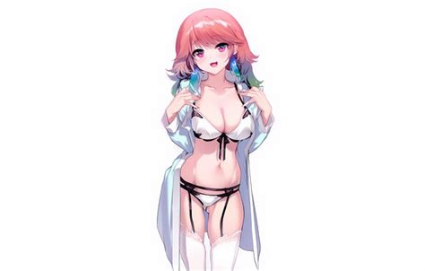 Lingerie Panties Panty Thighhighs Red Hair Bra Pantsu Open