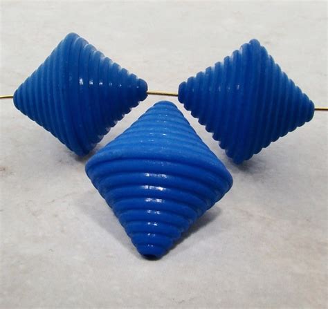 BLUE MATTE 28X28MM GROOVED BICONE BEADS Lot Of 12 BLUE MATTE 28X28MM