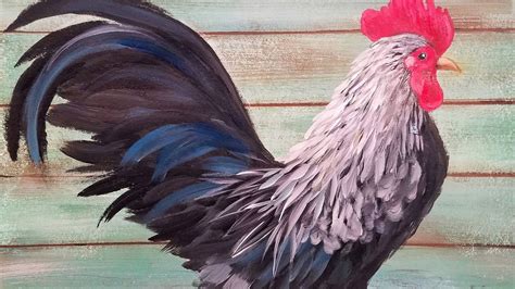 Rooster Acrylic Painting Tutorial LIVE Step by Step Easy Beginner Lesson... | Acrylic painting ...