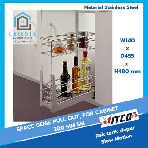 Jual VITCO Space Genie Pull Out Rak Tarik Dapur Lemari Botol Serbaguna