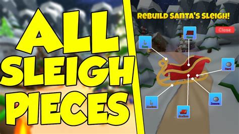 All Sleigh Pieces Locations Bubble Gum Simulator Youtube