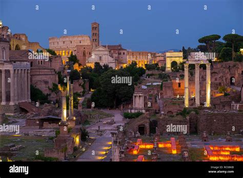 Roman forum by night Stock Photo - Alamy