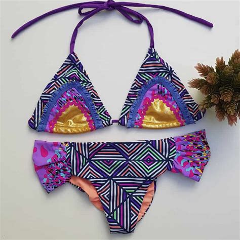 Triangulo líneas azul Talla M Bikini Somos Coquetas