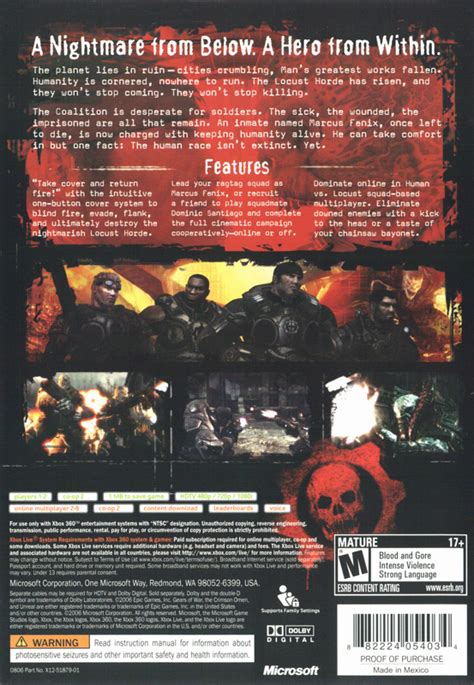 Gears of War (2006) Xbox 360 box cover art - MobyGames