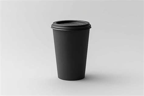 Premium Ai Image Black Paper Coffee Cup Mockup 3d Render Isolated In