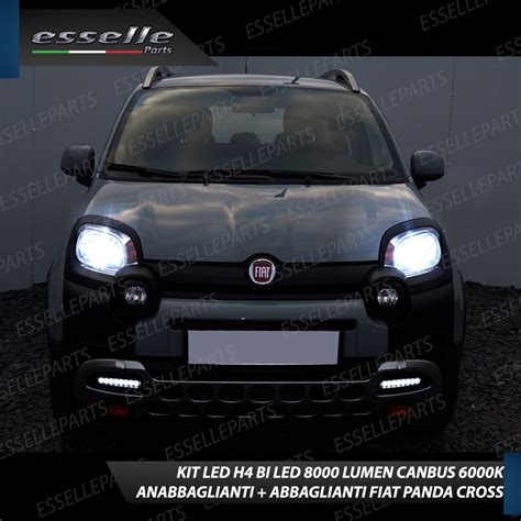 KIT H4 A LED PER FIAT PANDA CROSS LAMPADE LED H4 6000K XENON BIANCO NO