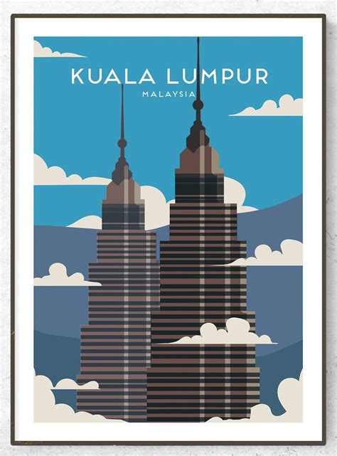 Retro Kuala Lumpur Poster Print Malaysia Travel Print Etsy