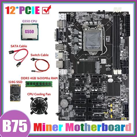 B75 12 Pcie Eth Mining Motherboard G550 Cpu Ddr3 4gb 1600mhz Ram 128g