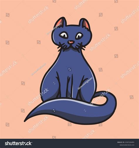 Hand Drawn Cute Black Cat Illustration Stock Vector Royalty Free