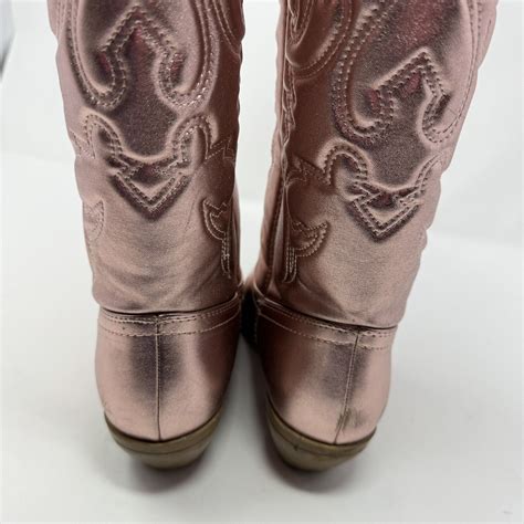 Light Pink Metallic Western Cowboy Boots Size 9 Gem