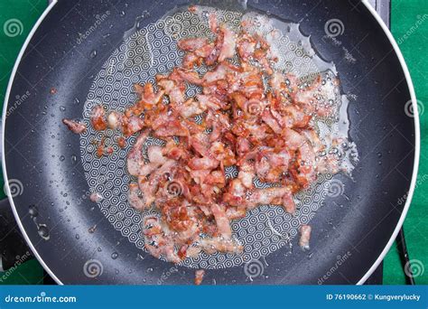 Frying Bacon In The Pan Stock Photo Image Of Dinner 76190662