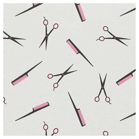 Scissors Combs Hot Pink Black White Fabric Black And White Fabric