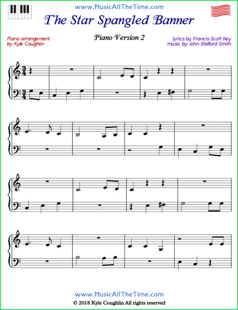 The Star Spangled Banner Piano Sheet Music