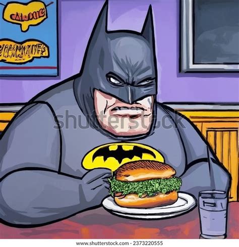 Fat Batman Eating Sandwich Diner Night Ai Generated Image 2373220555