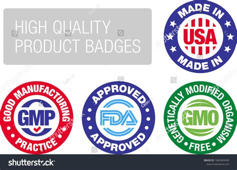 Four Product Badges Made Usa Gmo Stock Vector Royalty Free