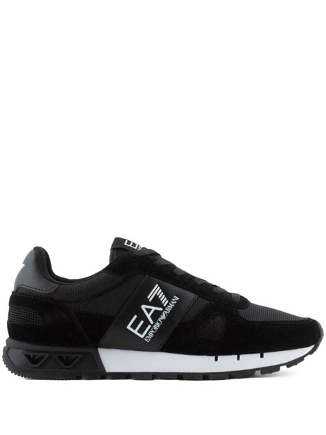 Ea7 Emporio Armani Logo Print Panelled Sneakers Black Farfetch